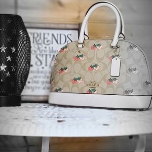 AUTHENTIC COACH MINI SIERRA SATCHEL IN SIGNATURE CANVAS WITH STRAWBERRY PRINT